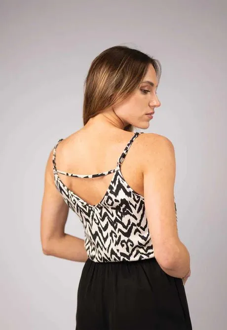 Zibi London FADE Black / White Strappy Top