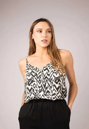 Zibi London FADE Black / White Strappy Top