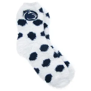 ZooZatz Fuzzy Polka Dot White Socks